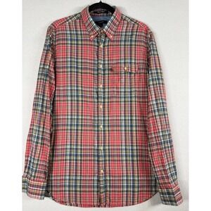 Gant Bel‎ Air Oxford Fitted Shirt Men L Multicolor Plaid Button Down 100% Cotton